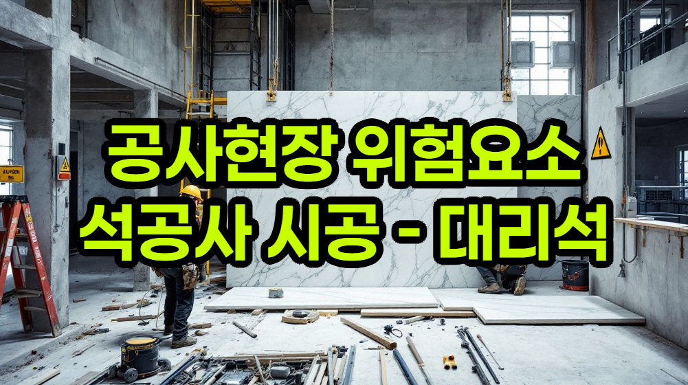 석공사(대리석/화강석/천연석) 작업 시 주요 위험성 및 안전관리 - 위험물 위험 기인물 원인 분석 - 위험성 평가