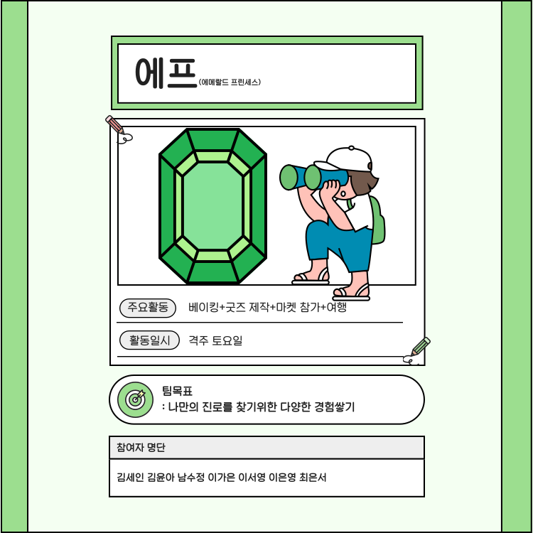에프(에메랄드 프린세스):베이킹+굿즈 제작+마켓 참가+여행