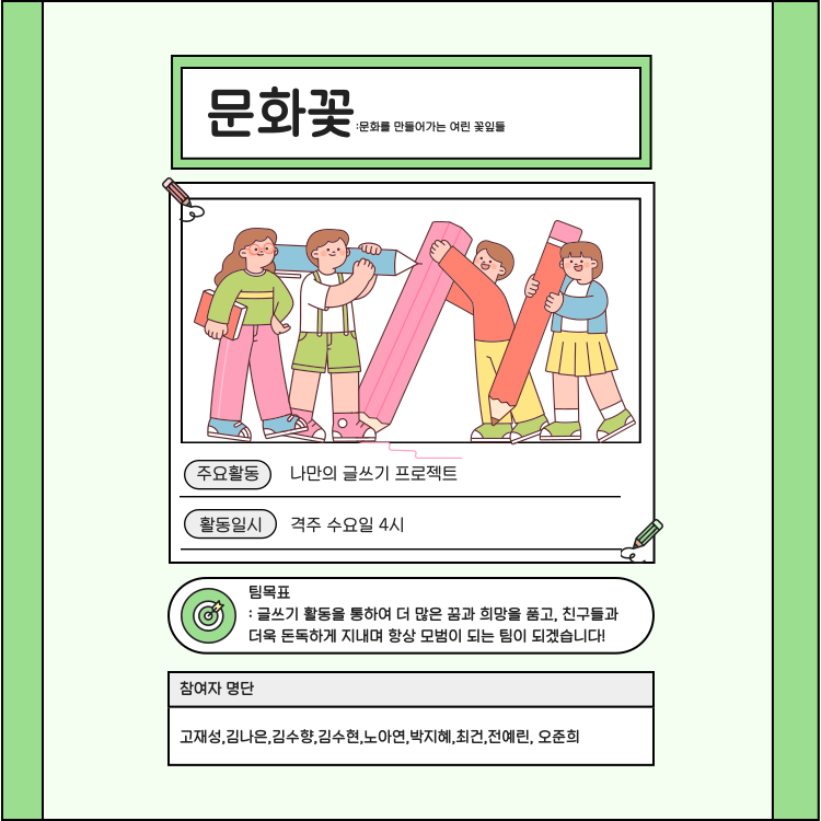 문화꽃:문화를 만들어가는 여린 꽃잎들, 나만의 글쓰기 프로젝트