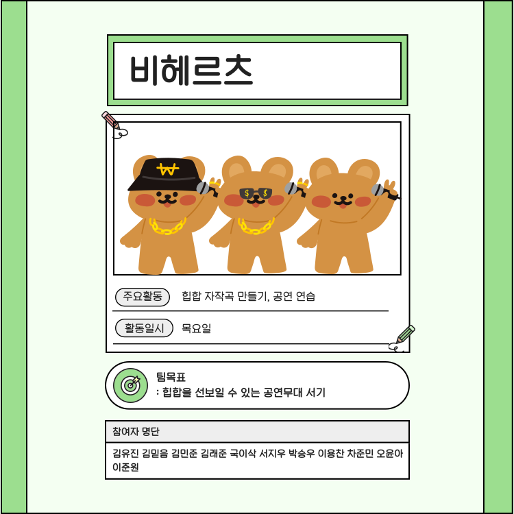 비헤르츠, 힙합 자작곡 만들기, 공연 연습