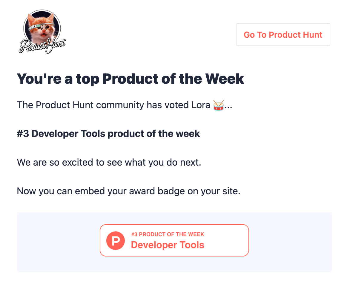 Product hunt #3 Developer Tools product of the week