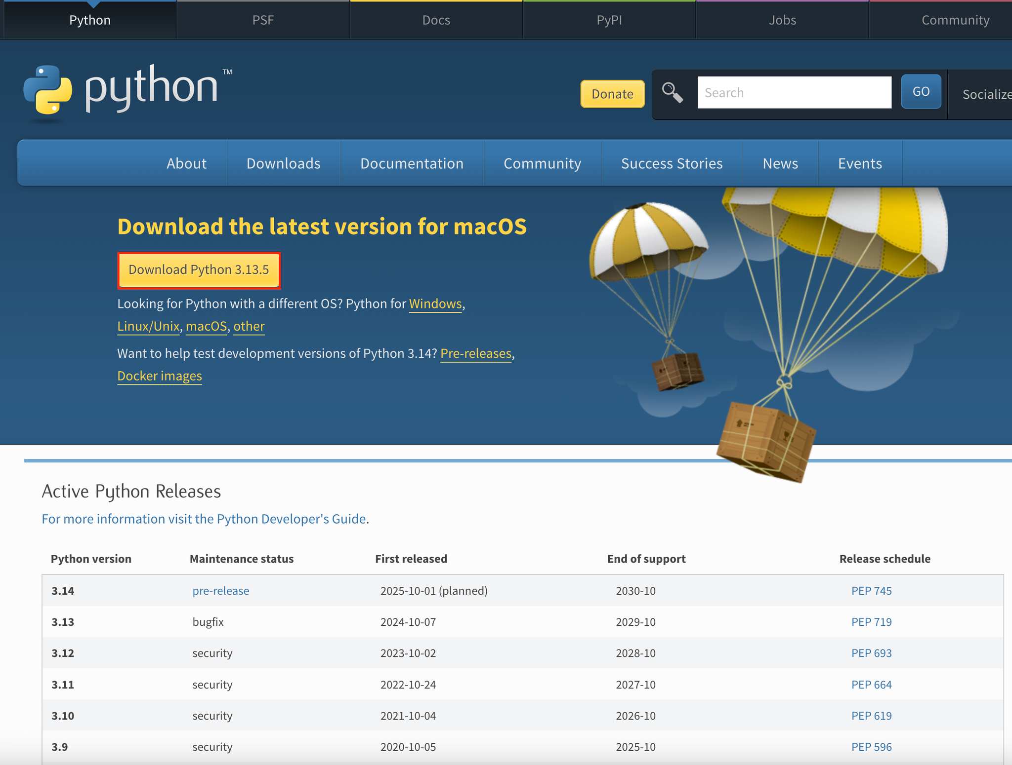 Python official webpage
