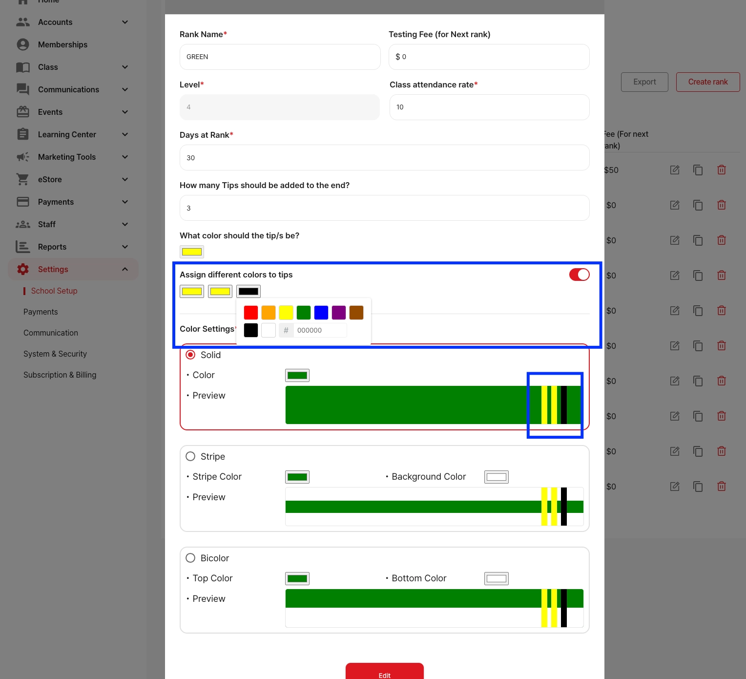 Examples of customized belts