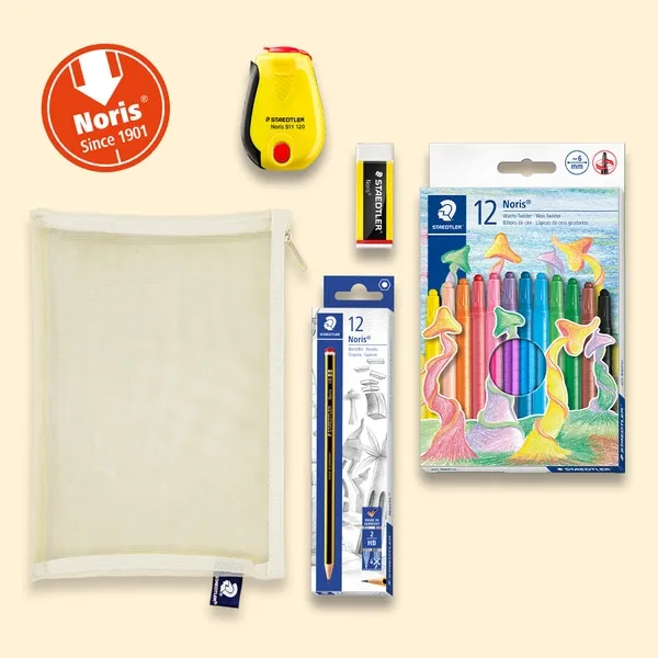 스테들러 노리스 새학기 문구 세트 - 연필, 왁스 트위스터 크레용, 지우개, 연필깎이, 파우치 구성