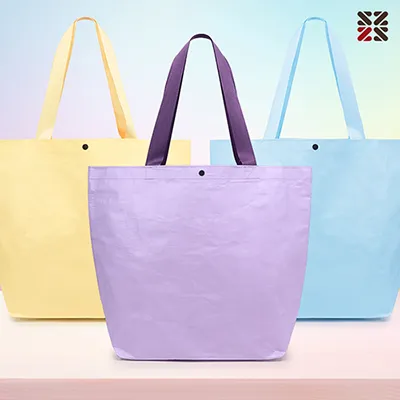 양심판촉 더망고기프트 파스텔 타포린 쇼핑백 제작 - 옐로우, 퍼플, 블루 3종 행사용 가방