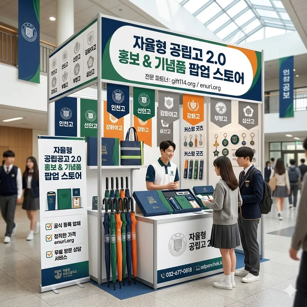국내 1위 양심판촉 더망고기프트 enuri.org gift114.org 자율형 공립고 2.0 신입생 웰컴 키트 및 학교 기념품 팝업 스토어 안내
