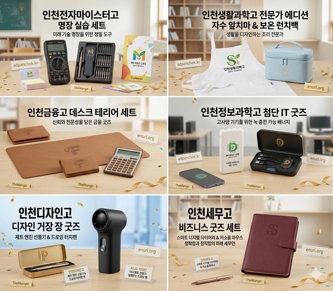 인천전자마이스터고등학교 홍보용품 정밀 실습 도구 세트 로고 각인 기념품 제작 더망고